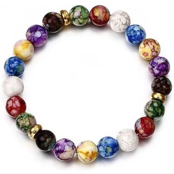 Volcanic Stone Colorful 7 Chakra Energy Bracelet - Picture 6 of 15